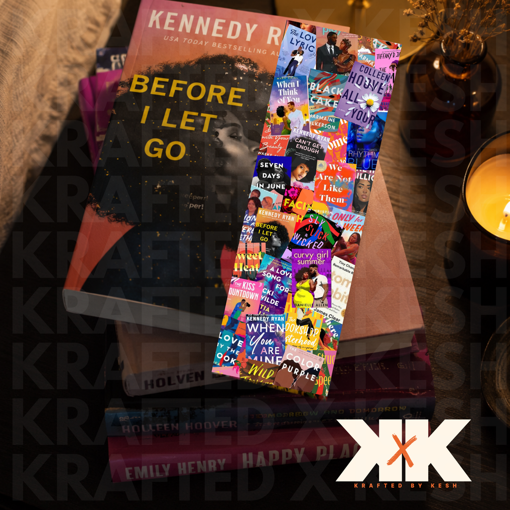 Black Romance Book Collage Bookmark | Laminated 2x6 Bookmark | Black Book Lover Gift | Booktok Reader Accessory | One-Sided Handmade Bookmark
