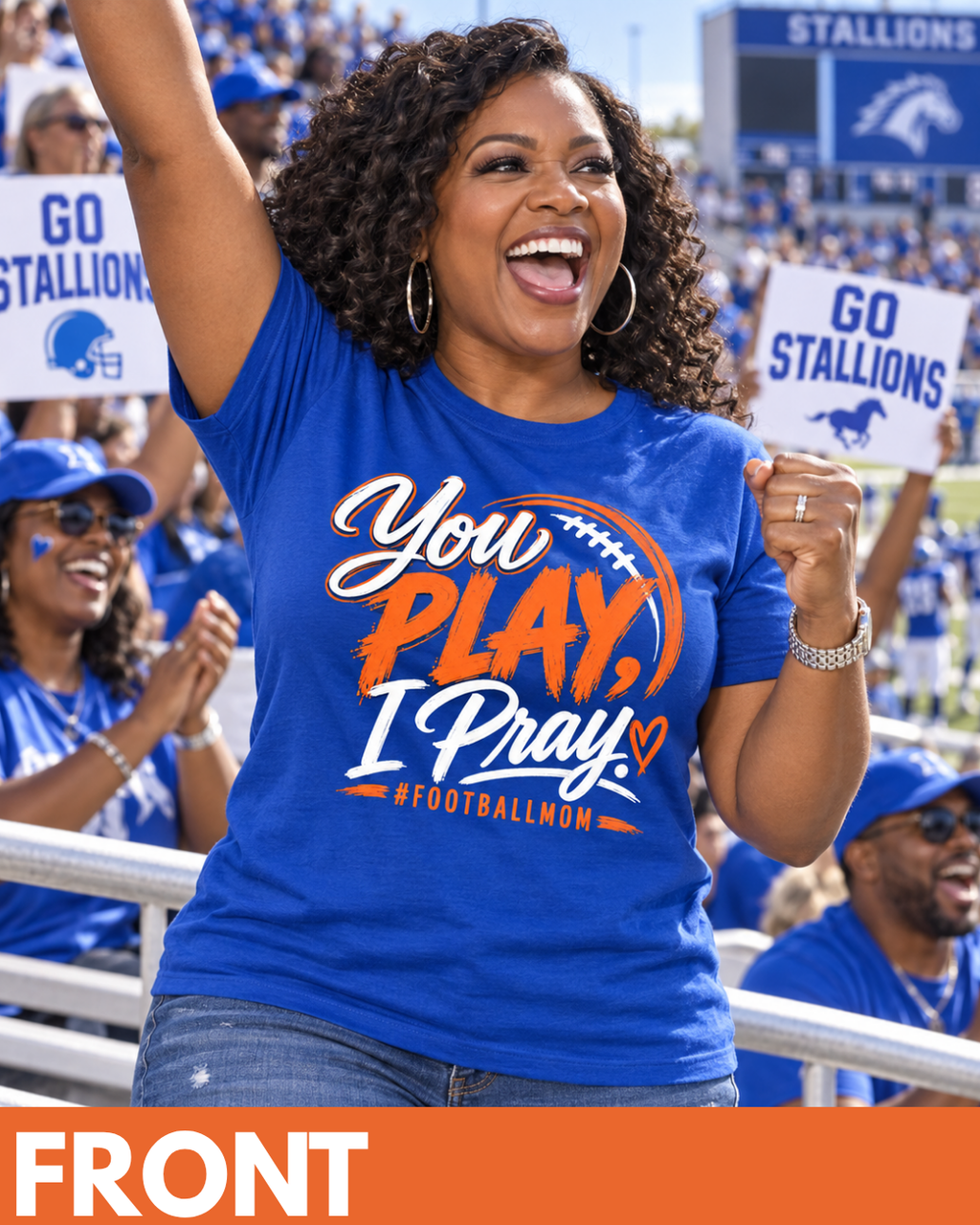 You Play, I Pray Football Mom Shirt | Personalized Player Name & Number Tee