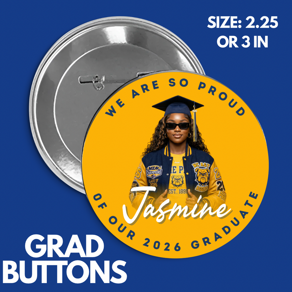Custom Graduation Buttons – Personalized Senior Photo Pins | Class of 2026 Graduation Keepsake | Proud Family Grad Buttons,