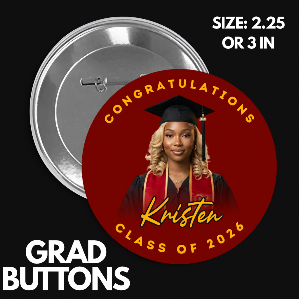 Custom Graduation Buttons – Personalized Senior Photo Pins | Class of 2026 Graduation Keepsake | Proud Family Grad Buttons,