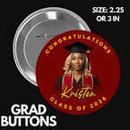 Custom Graduation Buttons – Personalized Senior Photo Pins | Class of 2026 Graduation Keepsake | Proud Family Grad Buttons,
