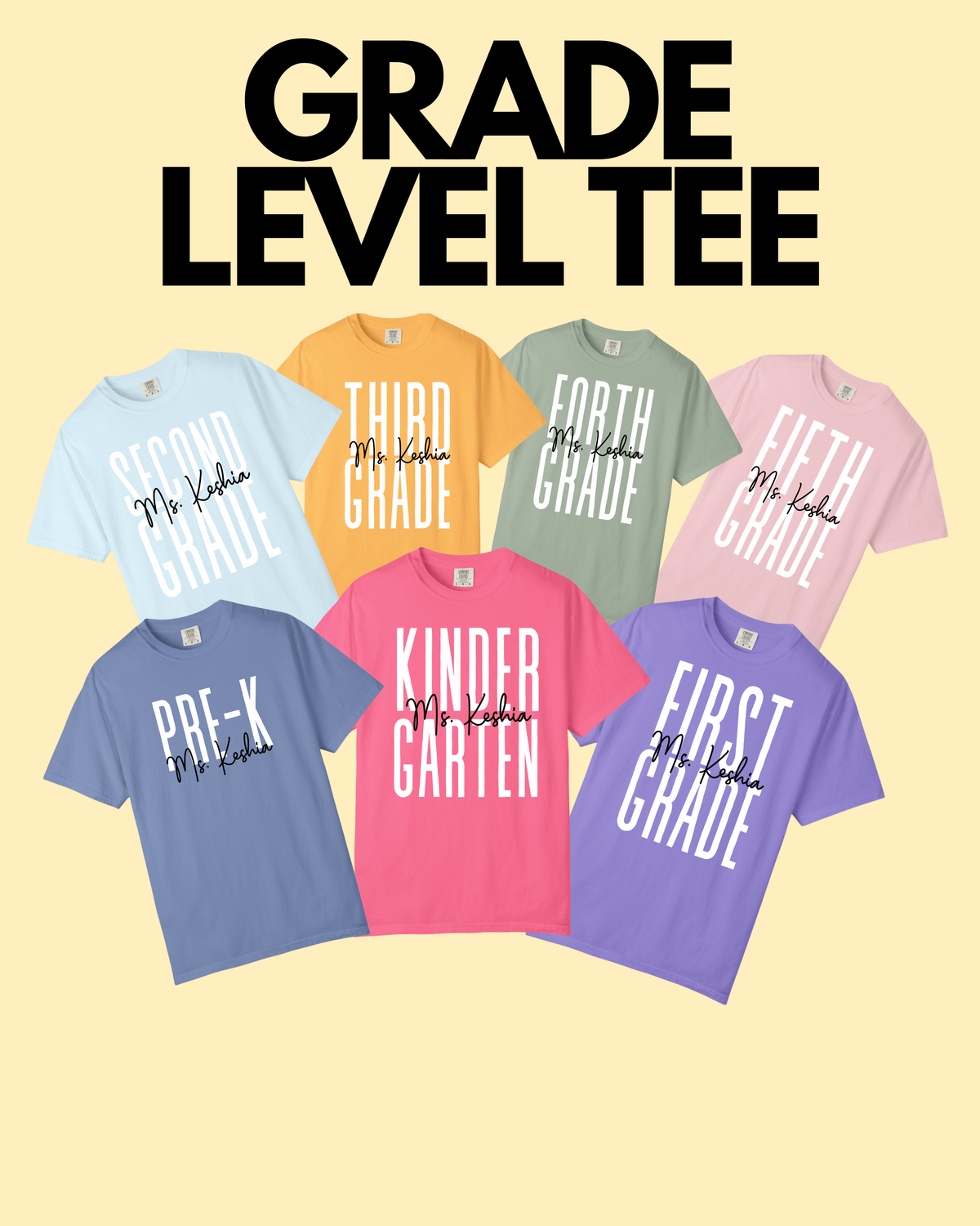 Personalized Grade Level Teacher Shirt | Custom Teacher Name Tee | Pre-K–5th Grade