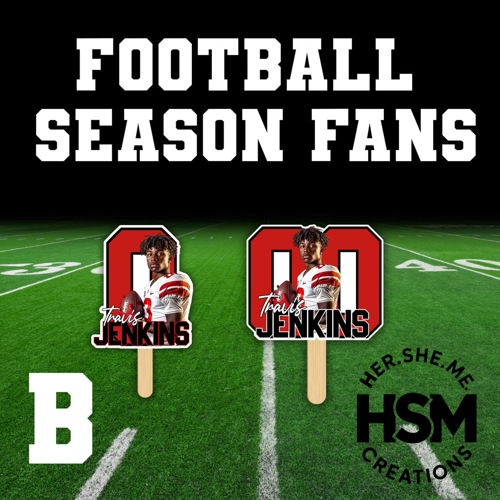 Custom Football Team Fans | Laminated Game Day Spirit Fans | Personalized Senior Night Fans | Sports Photo Fans for Whole Team (Qty 15–40)