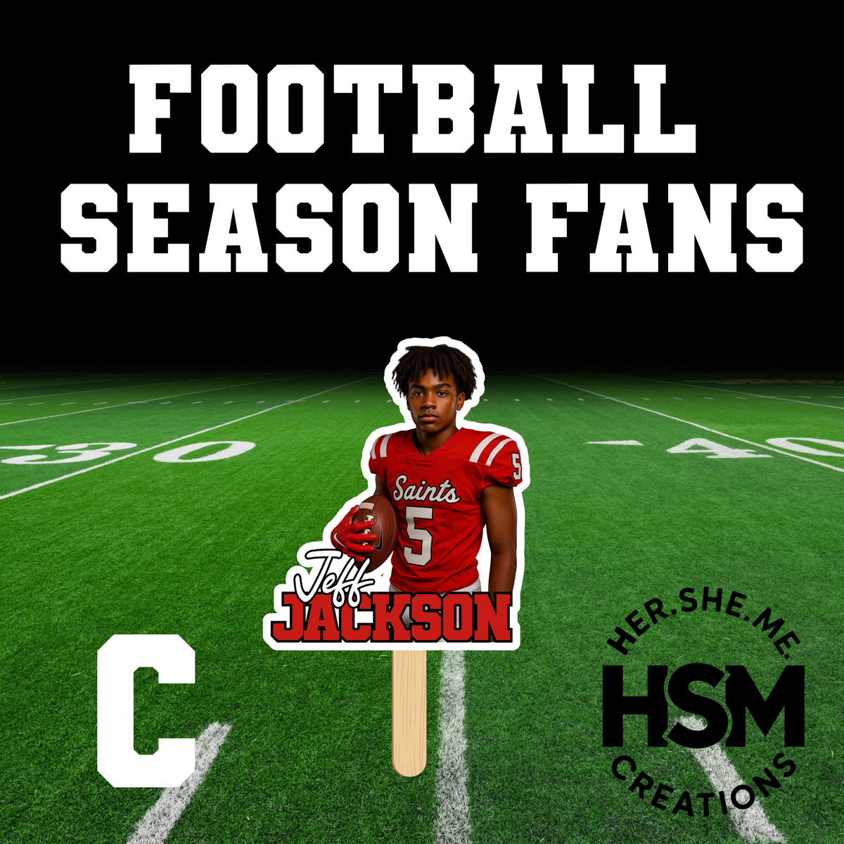 Custom Football Team Fans | Laminated Game Day Spirit Fans | Personalized Senior Night Fans | Sports Photo Fans for Whole Team (Qty 15–40)