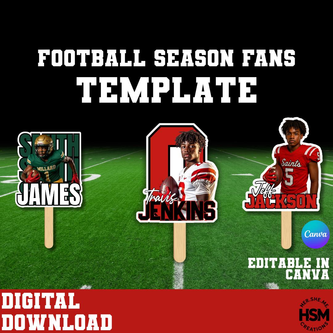 editable template football fan, digital download, custom handheld fan, homecoming game fan, sports fan, senior night fan,  game fan