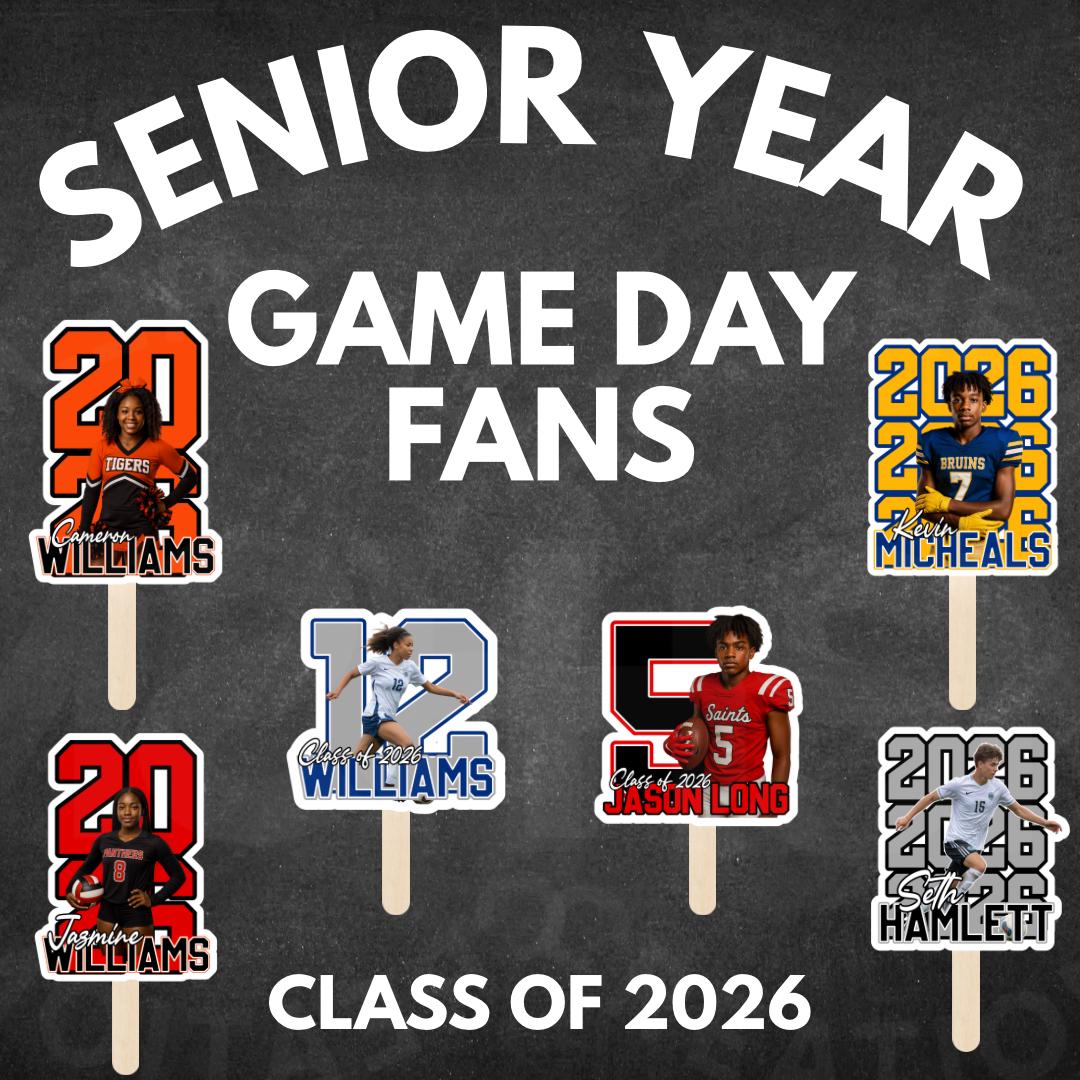 Personalized Senior Night Fan, Custom glossy cardstock Sports Fan