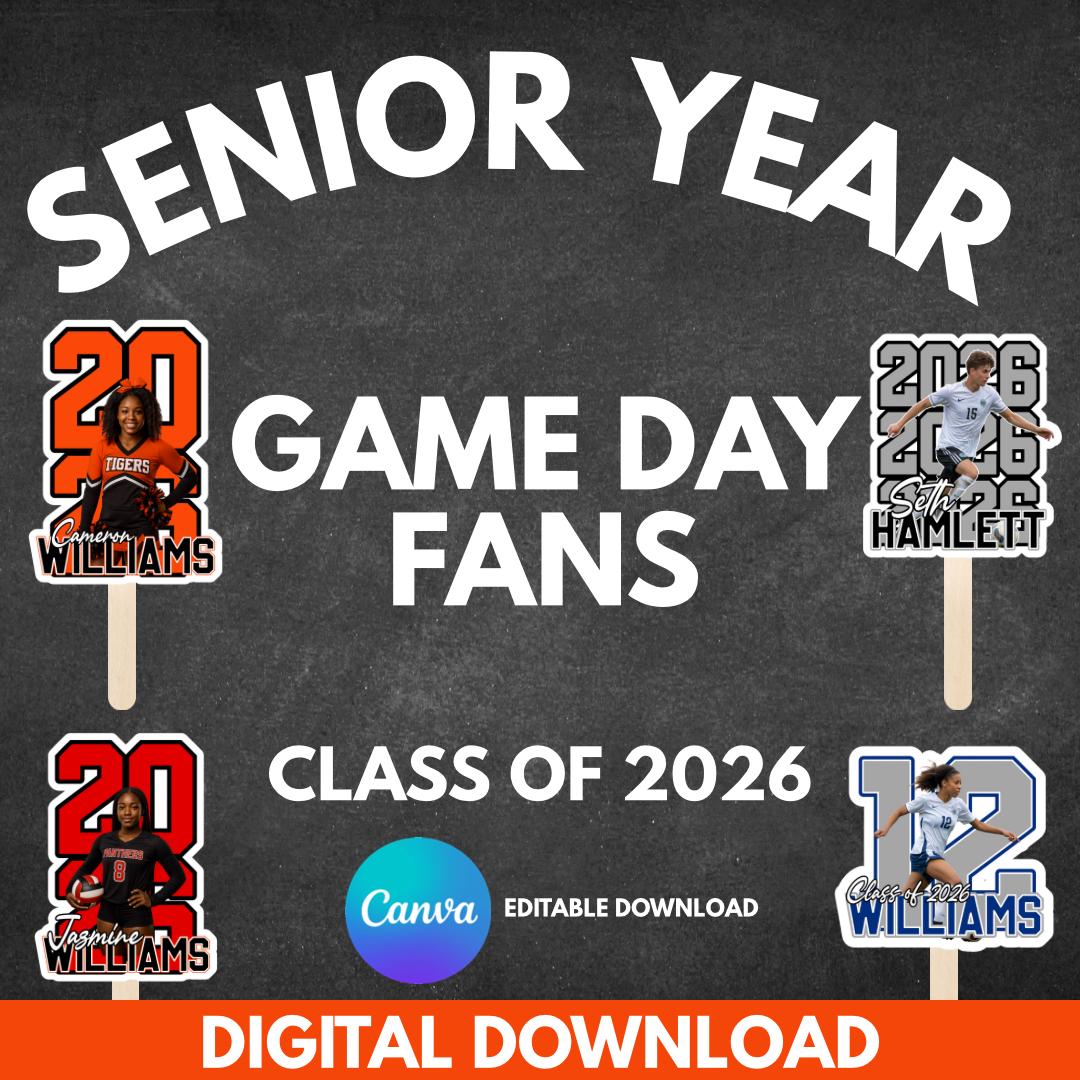 editable senior template football fan, digital download, custom handheld fan, homecoming game fan, sports fan, senior night fan,  game fan