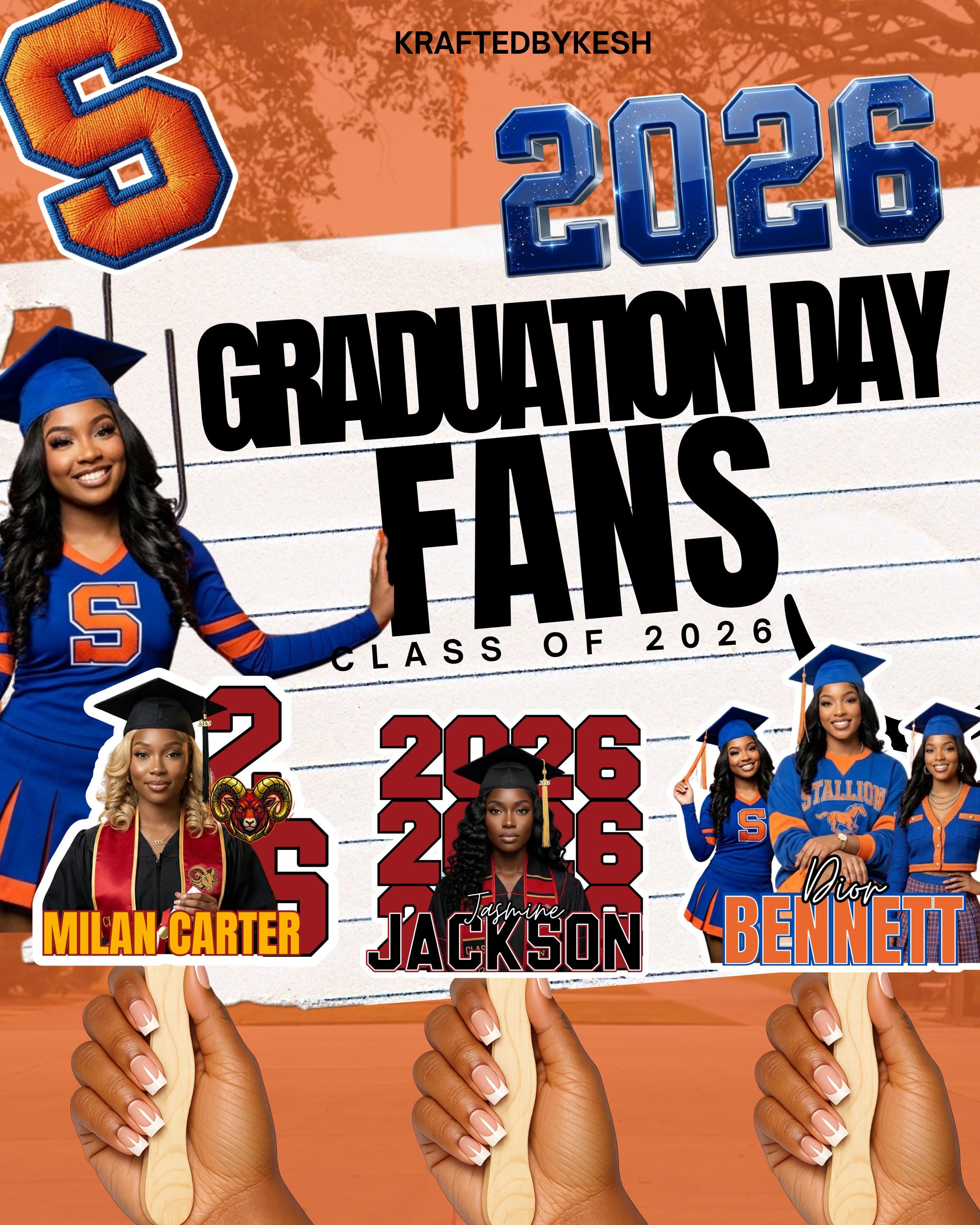 Personalized fan, custom handheld fan, Graduation fan, Senior fan, senior 2026 fan, personalized Graduation day fan, parents fan